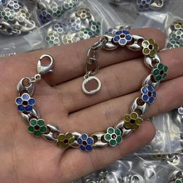 Coloured Flower Vintage Letter Colourful Enamel Bracele Brass Luxury Women Chain Bangles Copper Material Girls Bracelets Designer Jewellery Gifts Gifts CGUB2 --05