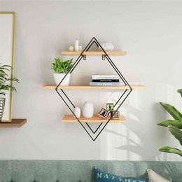 Wooden Iron Wall Storage Shelf Wall Mounted Storage Rack Organisation For Kitchen Bedroom Home Decor Kid Room Wall Decor Holder T2167d