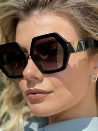 Sunglasses Fashion Big Frame Hexagon Women 2023 Designer Oversized Eyewear Men Polygon Sun Glasses Sunnies Female Gafas De So