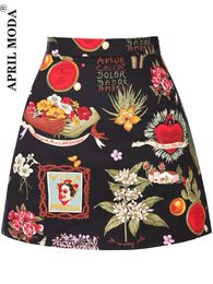 Skirts Cotton Y2K Summer Mini Skirts Women Harajuku Pencil Beach Streetwear Vintage Black Floral Print Short A Line Skirt Falda Corta 230719