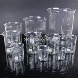 1 Lot Lab 25ml To 2000ml Low Form Beaker Chemistry Laboratory Glass Transparent Beaker Flask Thickened with Spout1240G