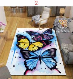 Carpets Anime Butterfly Pattern Modern Carpet Children's Carpet Living Room Bedroom Balcony Non-slip Floor Mat Kids Bedroom Furry Mat R230720