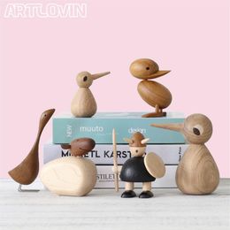 Nordic Wooden Owl Animal Statue Ornaments Bird Duck Goose Fashion Home & Living Room Decorations Wood Figure Gifts On Big T20186d