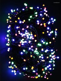 Strings 10M 100 LED Fairy String Lights Black Wire Christmas Tree Garland Light Wedding Party Waterproof Curtain