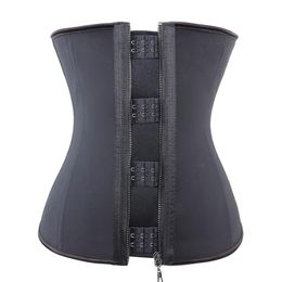 Latex Waist Trainer Body Shaper Women Corsets with Zipper Cincher Corset Top Slimming Belt Black Plus Size 9078210f