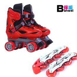 Inline Roller Skates Two-in-one Switchable Roller Skates For Children Adults With Single-row Inline and Double-row Wheels Skateboard Shoes Patines HKD230720