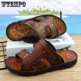 Sandals Sandals for Men Summer Leisure Beach Shoes for Men Korean Version Soft Sole Outwear Dual Purpose Oil Spray Men's Sandals L230720