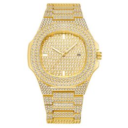 WLISTH Brand Date Quartz Mens Womens Watches Light Luxury Full Crystal Diamond Luminous Watch Oval Dial Bling Unisex Wristwatches344h