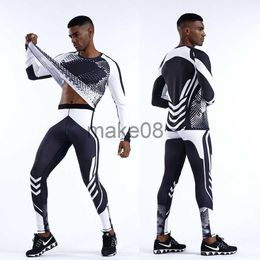 Men's Tracksuits 3Pcs Tracksuit Men Running Set Compression Fitness Quick Dry Gym Clothing Training Rashguard Sportswear Man Tights Sport Suit J230720