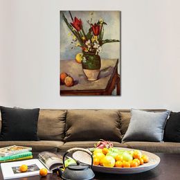 Modern Abstract Canvas Art Still Life Tulips and Apples 1894 Paul Cezanne Handmade Oil Painting Contemporary Wall Decor