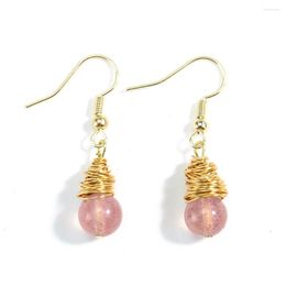 Dangle Earrings Elegant Wedding Bride Jewellery Natural Strawberry Crystal Quartz Handmade Winding Lucky Beads Mascot Charms Gifts