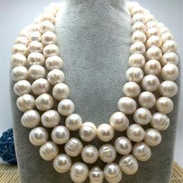 Fine pearls Jewellery high quality HUGE 12-13MM NATURAL SOUTH SEA GENUINE WHITE PEARL NECKLACE 50 14K GOLD CLASP Sweater chain250q