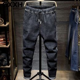 Men's Jeans Stretch Denim Trousers Large Big Size 5XL 6XL 7XL Black Man Plus 44 46 48 Harem Pants Autumn Elastic Blue243S