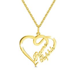 Custom 2 Names Heart Pendant Necklace Personalised with Alphabet Script Style Any Nameplate for Women Family Jewellery Birthday Gift300z
