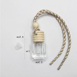 High Quality Transparent Glass Aroma Perfume Car Bottles Glass Empty Perfume Bottles with Wooden Cap and Plastic Tip 100Pcs HOt Sale Lfatc