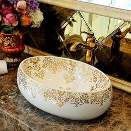 Porcelain China vessel sink Handmade Ceramic wash basin Lavobo Round Countertop bathroom sink modern wash basin oval2816