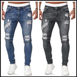2020 New 5 Colors Men's Ripped Jeans Fashion Slim Denim Pencil Pants Street Hipster cowboy Trousers S-3XL Drop 272h