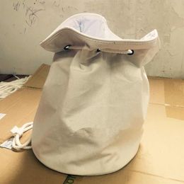 White Colour Classic logo Drawstring Gym Bucket Bag Thick Travel Draw String Bag Women Waterproof Wash Bag Cosmetic Makeup Storage 3319