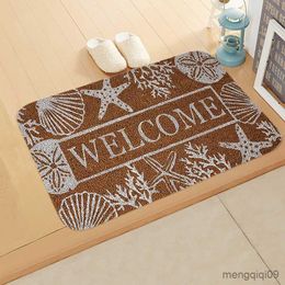 Carpets New Letter Printed Anti-Slip Plush Living Room Carpet WELCOME Waterproof Kitchen Flannel Mat Colorful Anti-Fading Outdoor Rug R230720