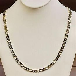 10k Solid Gold Handmade Figaro Curb link mens chain necklace 24 57 Grammes 6 5 MM303r