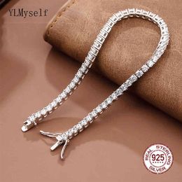 Real 925 Classic 15-21CM Tennis Bracelets Jewelry 2mm 3mm 4mm 5A Zironia Eternal Wedding Luxury Sterling Silver Bracelet265p