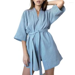Women's Sleepwear Women Robe Bathrobe Tie Waist Cardigan Belt Loose Sleeping Absorption Spring Bathing Female Clothes