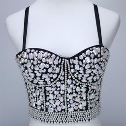 2020 Sexy Colourful Beaded Crystal Diamonds Bralette Bras For Women Lolita Push Up Bra Bustier Crop Vest Top w837336R