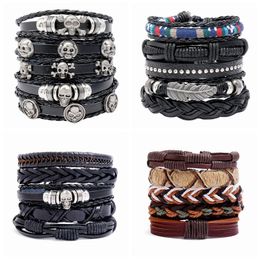 5pcs/Set DIY Leather Wristband Bracelet Handmade Punk Strap Bracelets Unisex Jewellery Accessories
