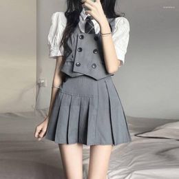Work Dresses JK Women's Shirt Tie Vest Pleated Skirts 1 Or 4 Pcs Set 2023 Spring Summer Preppy Style Clothing Japanese School Uniform