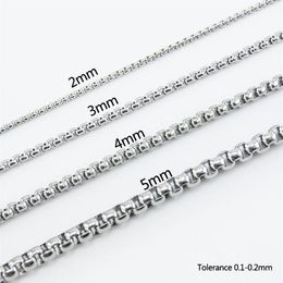 100% Stainless Steel Chain For Jewelry 2 3 4 5mm Square Rolo Box Chains By The Meter DIY Metal Chain Necklace Whole No Clasp273j