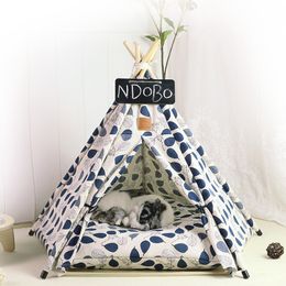 kennels pens Pet Tent House Dog Bed Portable Removable Washable Teepee Puppy Cat Indoor Outdoor Kennels Cave with Cushion and Blackboard 230719