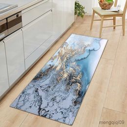 Carpets Anti-Slip Kitchen Carpet Black White Marble Sea wave Printed Entrance Doormat Floor Mats Carpets for Living Room Mat Rectangle R230720