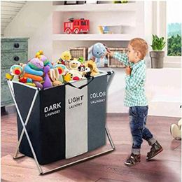 3 Section Collapsible Foldable Laundry Basket Organizer Large Box Storage Laundry Hamper Sorter Dirty Clothes Bag Kids Big Toys T2292n