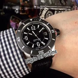 New Master Compressor Q2018470 Automatic Mens Watch Steel Case Ceramic Bezel Black Dial Stick Markers Nylon Leather Watches Pureti289B