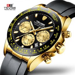 Mens Fashion Brand TEVISE Watch Automatic Mechanical Watch Male Silicone Multifunction Sport Clock Relogio Masculino2313