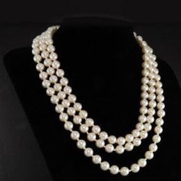 Jacqueline Kennedy First Lady Triple Strand real White Pearl Necklace 17-19 337k