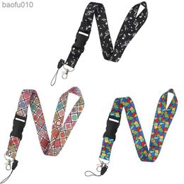 Piano Music Notes Keychain Lanyards for Keys Neck Straps ID Card Badge Holder Keycord DIY Hang Rope Mobile Phone Accessories L230619