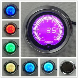 BLACK 2 52mm LCD Digital 7 Colour Display Boost Turbo Gauge 30-35psi With Turbo Sensor AUTO GAUGE186a