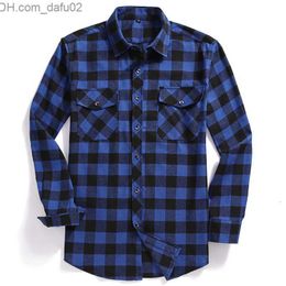 Men's Sweaters 2022 new men's casual plaid Flannel shirt long sleeve chest double pocket design fashionable printed button (US size S M L XL 2XL) Z230721