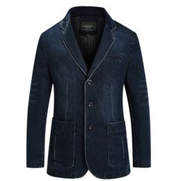 Men's Suits Blazers High Quality Denim Jacket Suit for Men Blazer Casual Single Breasted Cotton Slim Fit Blue Plus Size 4XL 230720