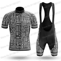 Cycling Jersey Sets Monochrome Tribal Team 2023 Set Short Sleeve Clothing Mens Road Bike Shirts Suit Bicycle Bib Shorts MTB Ropa 230721