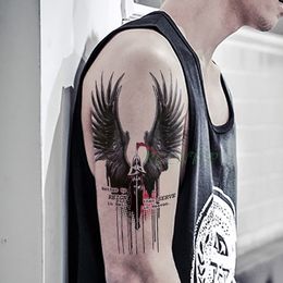 Waterproof Temporary Tattoo Sticker Grim Reaper Hell Wing Dark Angel Tatto Flash Tatoo Fake Tattoos on Arm Back for Men Women