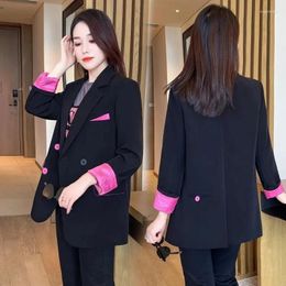 Women's Suits Suit Jacket Women Autumn 2023 Work Office Ladies Blazer Fashion Korean Loose Contrast Colour Casual Slim Blazers Outerwear Fe