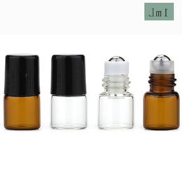 1200Pcs/Lot 1ml Small Glass Roller Bottle Amber Clear Glass Roll-On Fragrance Perfume Bottles Stainless Steel Ball Essence Roll On Bott Kokc