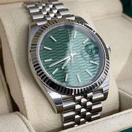 New watch strap Luxury Wristwatch 41mm GREEN MOTIF DIAL STAINLESS JUBILEE FLUTED BEZEL 126334 Movement 904l Automatic Mens Bracele240L