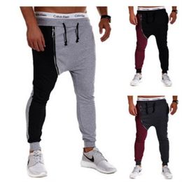 Foreign trade handsome fashion new men's casual pants Harlan pants trend oblique zipper Colour matching manufacturer whole233t
