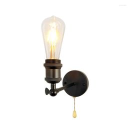 Wall Lamp Bedroom Bedside Retro Holder Stairs Living Room Background Single Head With Rod Rotatable Lam