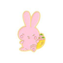 Pins Brooches Pink Rabbits Enamel Cartoon Cute Animals Bunny Pins Bades For Denim Clothes Bag Kawaii Jewelry Christmas New Year Gif Dhqsv