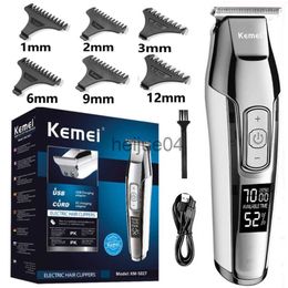 Clippers Trimmers Kemei 5027 Professional Hair Clipper Beard Trimmer for Men Adjustable Speed LED Digital Carving Clippers Electric Razor x0728