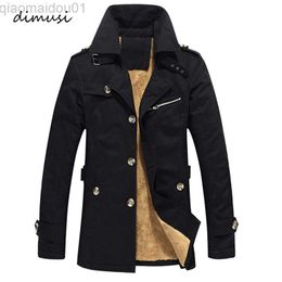 Men's Jackets DIMUSI Men's Winter Jacket Fashion Windbreaker Military Army Waterproof Men Long Thick Fleece Warm Trench Jacket Coats TA125 L230721